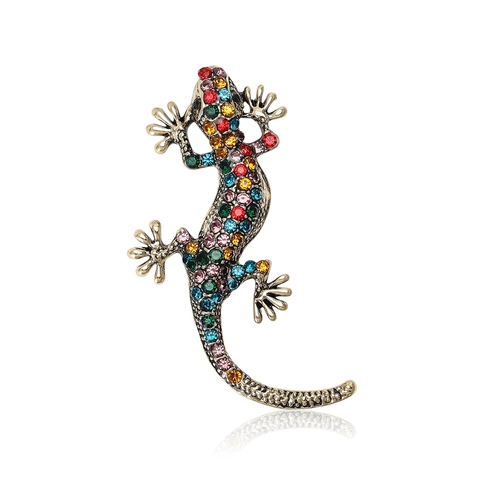 Trendy Alloy Rhinestone Gecko Brooch For Men Women Vintage Simple Lizard Shape Brooch Pin Fashion Jewelry Clothes Decoration