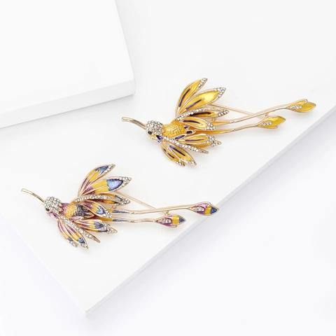 Spilla a Forma di Colibrì Vintage in Smalto e Strass Lega Uccello Spilla Moda Gioielli di Lusso Accessorio per Donna Banchetto Matrimonio Decorazione Vestito