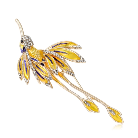 Spilla a Colibrì in Lega di Smalto Vintage per Donna Lusso Strass Uccello Pin da Risvolto Moda Spille Animali Colorate