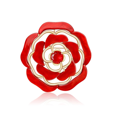 Elegante Acryl Hohl Kamelie Blume Brosche Für Damen Hochwertige Rose Pin Strass Anzug Mantel Korsage Schmuck Zubehör