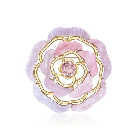 Elegante Acryl Hohl Kamelie Blume Brosche Für Damen Hochwertige Rose Pin Strass Anzug Mantel Korsage Schmuck Zubehör