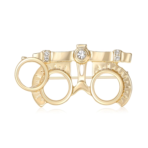 Creative Optometry Trial Frame Glasses Brooch Alloy Rhinestone Inlaid Medical Professional Pin Fashion Unisex Jewelry Accessory