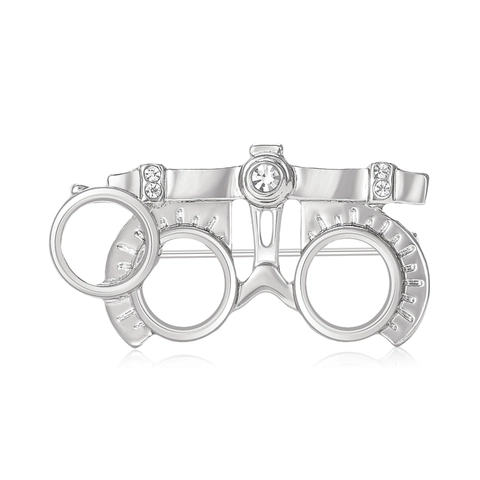 Creative Optometry Trial Frame Glasses Brooch Alloy Rhinestone Inlaid Medical Professional Pin Fashion Unisex Jewelry Accessory
