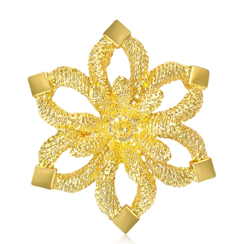 Korean Fashion Double Layer Hollow Flower Brooch Elegant Gold Silver Alloy Floral Corsage Pin For Women Clothing Accessories