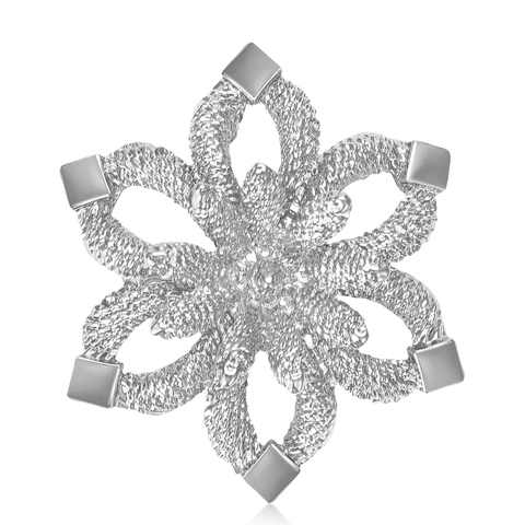 Korean Fashion Double Layer Hollow Flower Brooch Elegant Gold Silver Alloy Floral Corsage Pin For Women Clothing Accessories