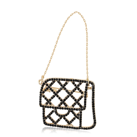 Creativa Spilla in Lega con Strass a Forma di Borsa con Catena Trapuntata Spilla da Giacca per Abiti da Donna Gioielli