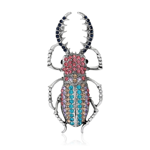 Vintage Legierung Pave Strass Käfer Brosche Bunte Emaille Insekt Hirschkäfer Corsage Für Damen Herren Mode Schmuck