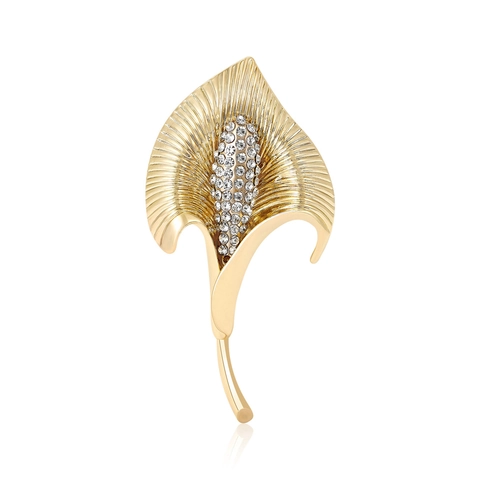 Elegant Alloy Rhinestone Calla Lily Brooch For Women Floral Lacquer Brooch Pin Fashion Clothing Accessory Jewelry Gift