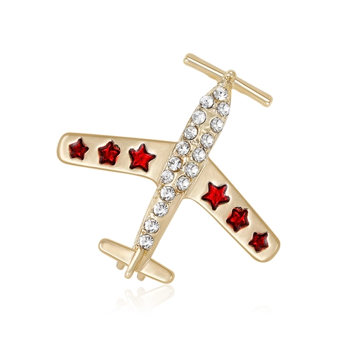 Fashion Vintage Airplane Shape Alloy Rhinestone Brooch Pin For Men Women Business Suit Coat Lapel Decoration Jewelry Accessories