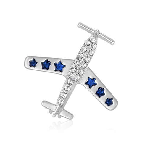 Fashion Vintage Airplane Shape Alloy Rhinestone Brooch Pin For Men Women Business Suit Coat Lapel Decoration Jewelry Accessories