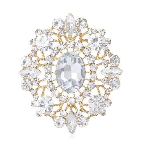 Spilla Palazzo Vintage in Lega con Strass Ovali per Donna Elegante Grande Spilla a Fiore di Cristallo per Cappotti Scialli Matrimonio Gioielli