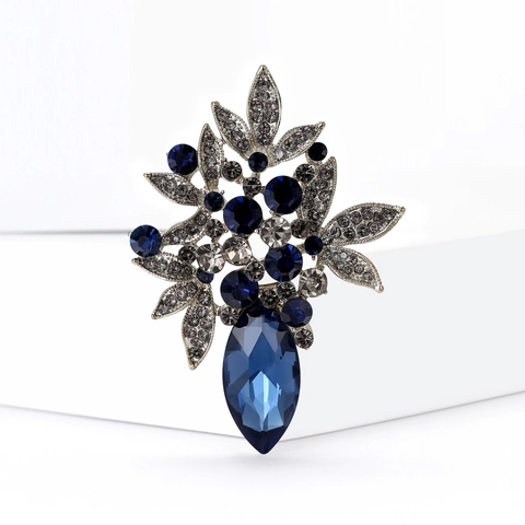 Vintage Blume Brosche Für Damen Luxus Legierung Strass Kristall Blatt Floral Pin Für Hochzeit Party Bankett Schmuck