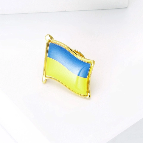 Exquisite Alloy Ukraine Flag Brooch Enamel Drip Oil Lapel Pin Gold Plated Waving Flag Badge For Clothes Men Women Jewelry