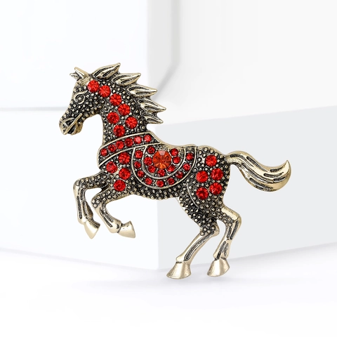 Vintage Legierung Strass Pferd Form Brosche Pin Für Damen Luxus Steed Tier Brosche Schmuck Für Party Hochzeit Zubehör