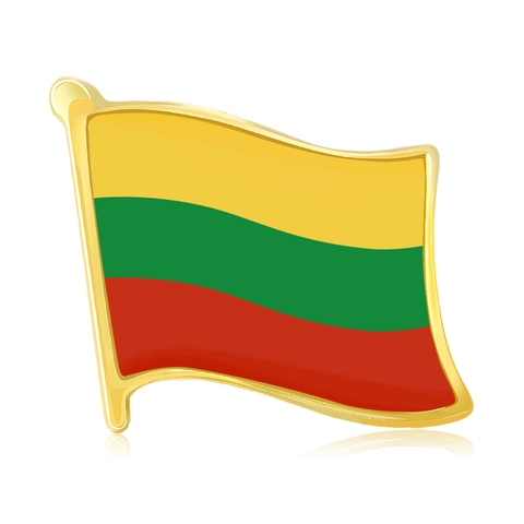 Spilla da Bavero in Smalto a Forma di Onda della Bandiera della Lituania Spilla in Lega Dorata Distintivo per Uomini Donne Gioielli alla Moda