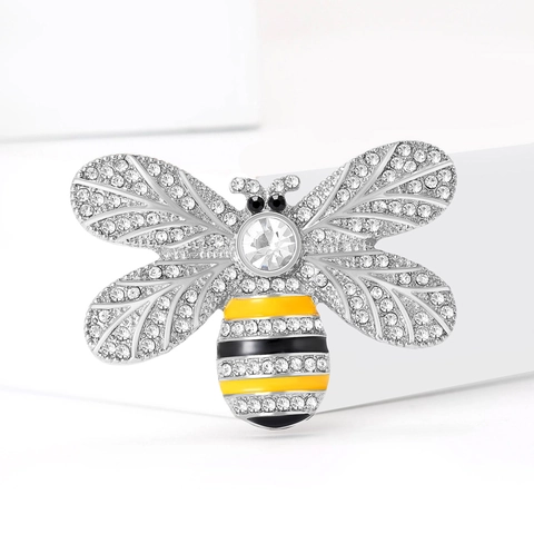 Vintage Legierung Biene Brosche Strass Emaille Hochwertige Insekten Brustnadel Gold Silber Damen Kleidung Schmuck Zubehör