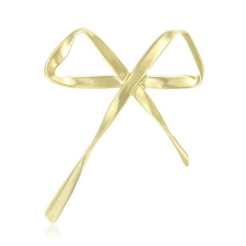Elegante Spilla a Fiocco Liscio in Lega per Donna Pin Minimalista a Forma di Nastro Lucido Placcato Oro Argento Gioielli Decorativi per Abbigliamento Moda