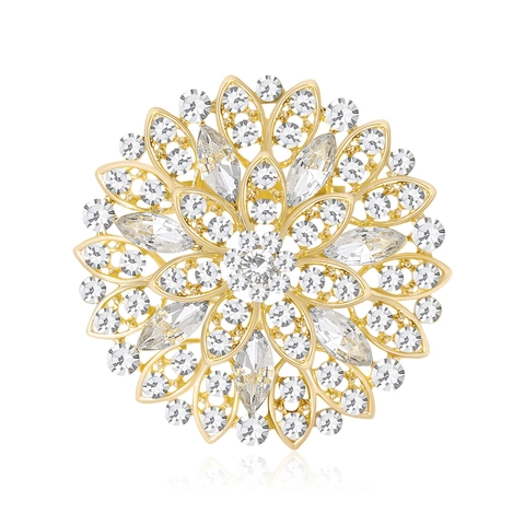 Luxus Legierung Strass Sonnenblume Brosche Für Damen Hochwertige Blumen Anstecknadel Für Anzug Hochzeit Bankett Party Schmuck