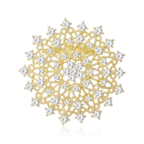 Luxury Rhinestone Sunflower Brooch For Women Elegant Alloy Hollow Flower Corset Pin For Suits Dresses Fashion Jewelry Gift