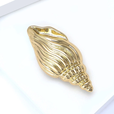 Moderna Spilla a Forma di Conchiglia di Lumaca di Mare in Acciaio Inossidabile Galvanica Lucida per Uomo Donna Gioielli