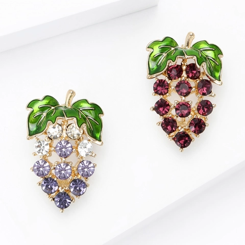 Broche de Moda Coreana Collar en Forma de Uva Doble Uso Aleación Esmalte Strass Ramillete de Frutas Joyería Regalo Para Mujer