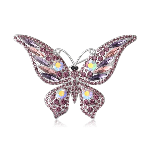 Broche de Mariposa con Strass Vintage para Mujer Aleación Estilo Palacio Brillante Hebilla de Bufanda Accesorio Joyería de Moda Regalo