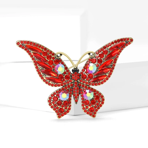 Vintage Legierung Schmetterling Brosche Für Damen Luxus Strass Zirkonia Eingelegt Bunte Tier Pin Kleidung Schmuck Zubehör