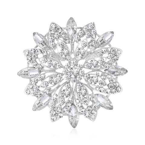 Luxus Legierung Strass Hohl Sonnenblume Brosche Mode Damen Anzug Kleid Dekor Brillante Kristall Blume Anstecknadel Schmuck Geschenk