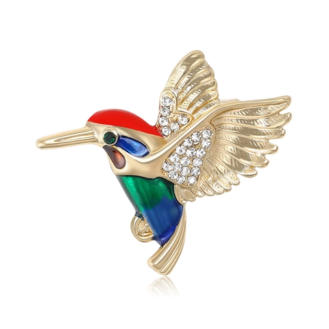 Lussuosa Spilla a Forma di Colibrì in Smalto per Uomo e Donna in Lega con Strass Spilla a Forma di Uccello Gioielli di Moda
