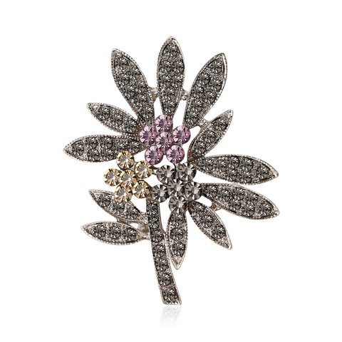 Vintage Legierung Blumen Brosche Für Damen Glitzernd Strass Blume Anstecker Strickjacke Schal Accessoire Mode Pendeln Schmuck