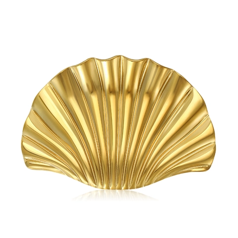 Spilla a Forma di Conchiglia in Acciaio Inossidabile per Donna Placcata Oro Argento Elegante Decorazione per Abbigliamento