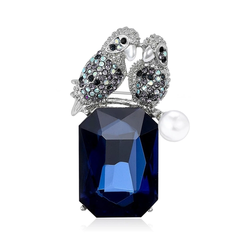 Elegant Parrot Brooch With Glass Rhinestones And Artificial Pearl Alloy Animal Brooches For Women Men Suits Coat Pins