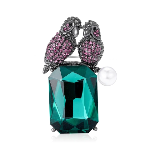 Elegant Parrot Brooch With Glass Rhinestones And Artificial Pearl Alloy Animal Brooches For Women Men Suits Coat Pins