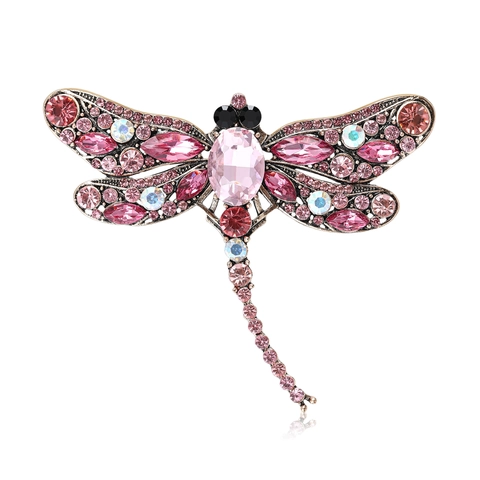 Broche Libellule en Alliage Vintage avec Strass pour Femmes Épingle à Insecte Haut de Gamme Accessoires de Vêtement Élégants Bijoux de Banquet