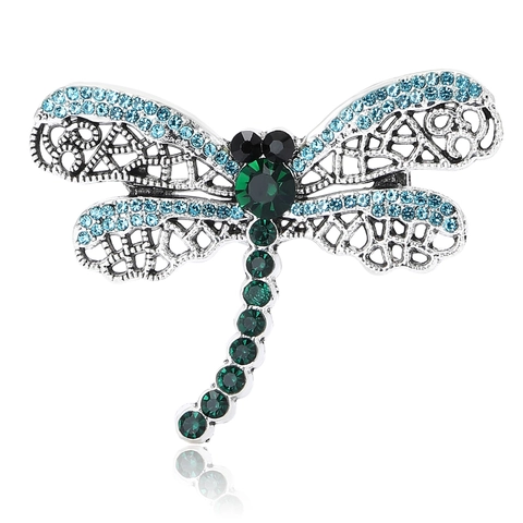 Vintage Legierung Libelle Brosche Für Damen Exquisite Hohle Strass Korsage Pin Elegante Mantel Dekoration Mode Schmuck