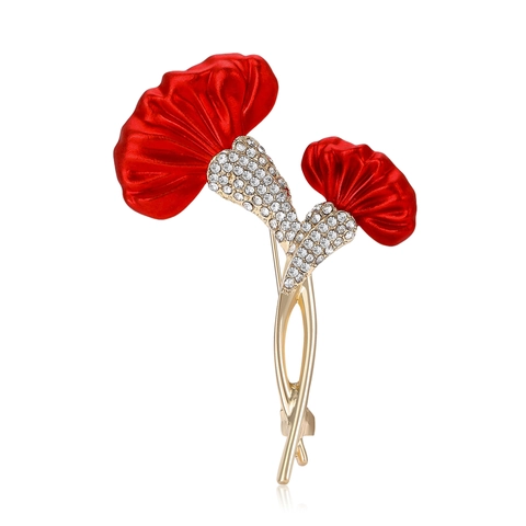 Elegant Legierung Strass Nelke Brosche Für Damen Rot Blume Emaille Anstecknadel Botanisch Mode Schmuck Geschenk