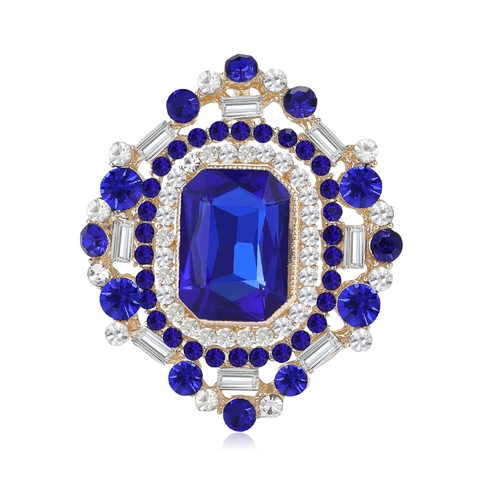 Spilla a Forma di Rettangolo in Vetro e Strass Vintage di Lusso per Donna in Lega con Cristalli Stile Palazzo Gioielli
