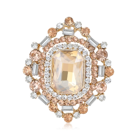 Spilla a Forma di Rettangolo in Vetro e Strass Vintage di Lusso per Donna in Lega con Cristalli Stile Palazzo Gioielli