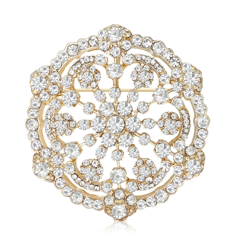 Elegante Legierung Strass Blume Brosche Für Damen Vintage Radial Hohl Design Gold Silber Galvanisiert Mode Anstecknadel Schmuck Geschenk