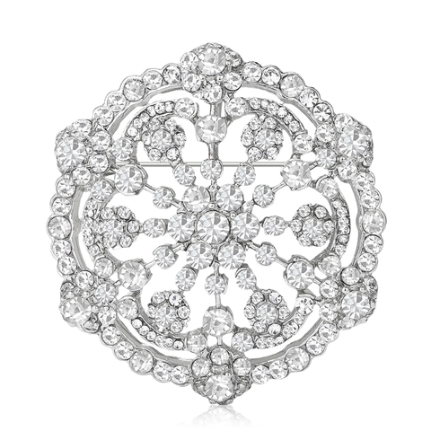 Elegante Legierung Strass Blume Brosche Für Damen Vintage Radial Hohl Design Gold Silber Galvanisiert Mode Anstecknadel Schmuck Geschenk