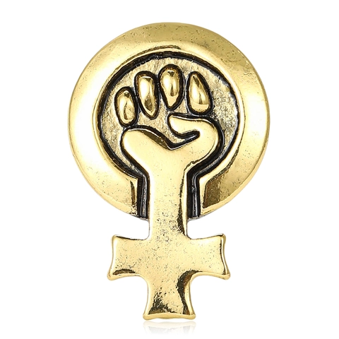 Broche Vintage de Aleación Símbolo del Feminismo Puño de la Fuerza para Mujer Signo de Venus Pin para Ropa Joyería Accesorios
