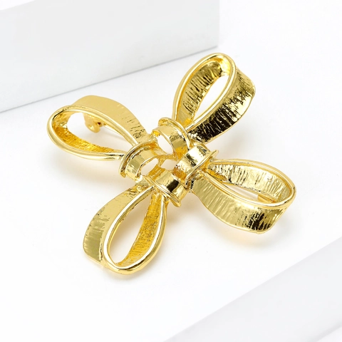 Spilla Vintage a Fiocco in Lega per Uomo Donna Lusso Leggero Fiocco Metallico Dorato Badge Gioielli di Moda Accessori per Abbigliamento Regalo