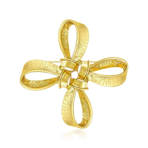 Spilla Vintage a Fiocco in Lega per Uomo Donna Lusso Leggero Fiocco Metallico Dorato Badge Gioielli di Moda Accessori per Abbigliamento Regalo