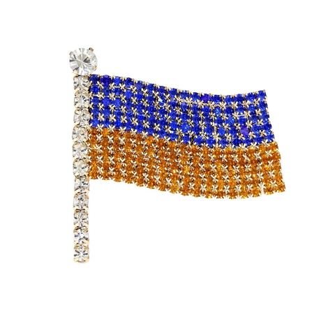 Squisita Spilla a Bandiera in Lega con Strass Smalto Blu e Giallo Distintivo Patriottico Spilla da Risvolto Gioielli Regalo per Uomo e Donna