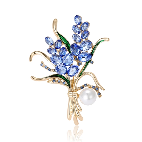 Spilla in Lega a Forma di Fiore con Spiga di Grano e Strass Perla Artificiale per Abbigliamento Donna Accessori Moda Regalo