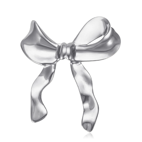 Minimalistische Legering Strik Broche Elegante Glanzende Lint Strik Borstspeld Voor Vrouwen Modieuze Goud Zilver Verguld Sieraden