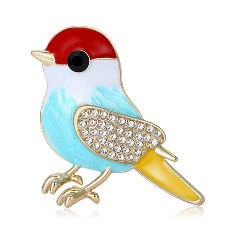 Vintage Legering Kleurrijke Emaille Vogel Broche Speld Met Glinsterende Strass Dierlijke Vorm Mode Sieraden Voor Vrouwen Cadeau