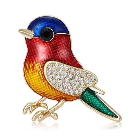 Vintage Legering Kleurrijke Emaille Vogel Broche Speld Met Glinsterende Strass Dierlijke Vorm Mode Sieraden Voor Vrouwen Cadeau