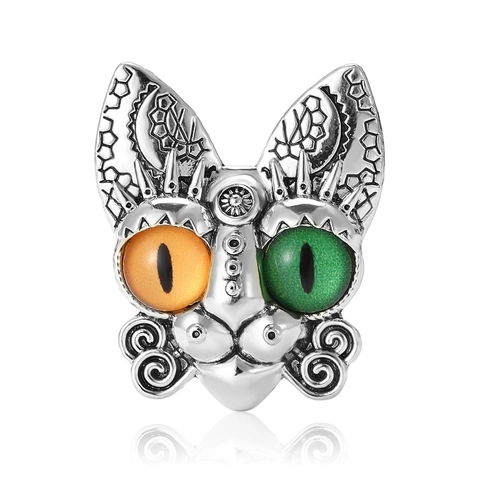 Vintage Alloy Cat Head Brooch Pin For Women Antique Gold Silver Plated Rhinestone Animal Design Fashion Jewelry Accessories