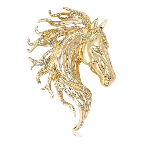 Vintage Alloy Horse Head Brooch For Women Fashion Animal Shaped Corsage Pin Electroplated Jewelry Accessory Gold Silver Black